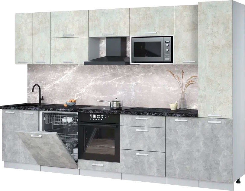 

Готовая кухня Интерлиния Мила Лайт 3.2-ПМ2 (бетон лайт/бетон/кастилло темный)