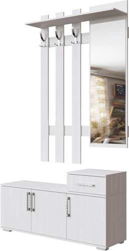 Стенка SV-Мебель Прихожая №3 (ясень анкор светлый) с зеркалом 1000 мм