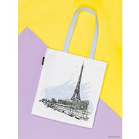 Сумка шоппер JoyArty Эйфелевая башня в графике ткань под лен bsh_27749