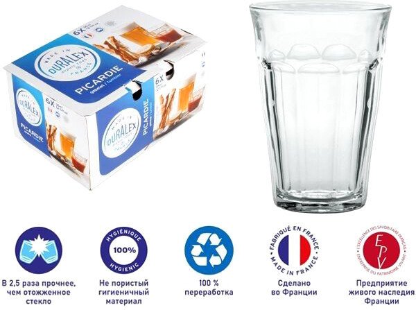

Набор стаканов для воды и напитков Duralex Picardie Clear 1029AB06C0111
