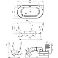Ванна Wellsee Festive Fox 150x75 28730101R (пристенная ванна белый глянец, экран, ножки, сифон-автомат хром)