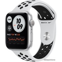 Умные часы Apple Watch Series 6 Nike 44 мм (алюминий серебристый/белый, черный)