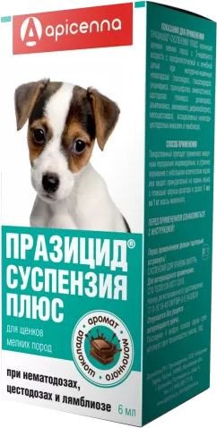 Капли от блох и клещей Apicenna Празицид-суспензия Плюс для щенков мелких (6 мл)