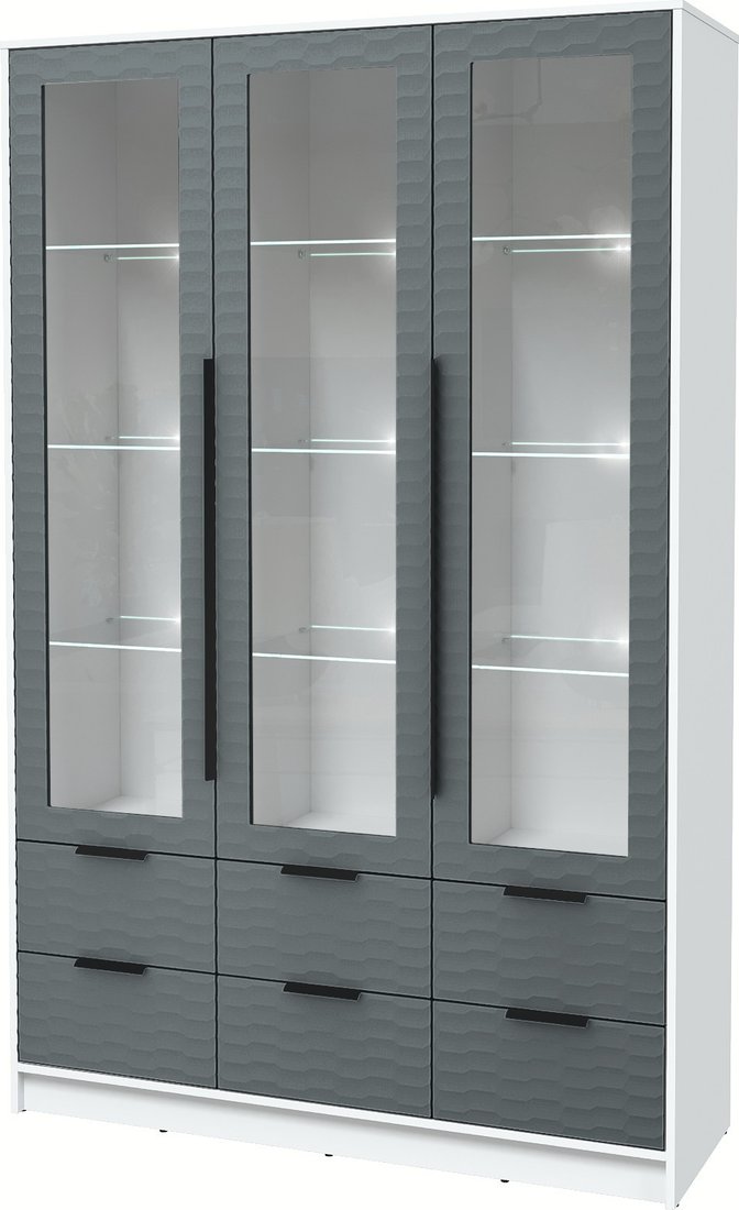 

Шкаф-витрина Интерлиния Концепт Зодиак КТ-ШВ3 с подсветкой (белый платинум/серый)