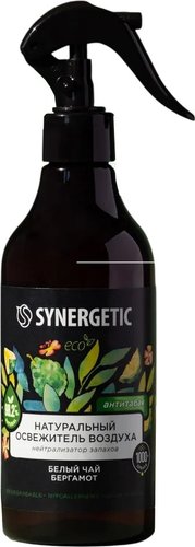 Освежитель воздуха Synergetic Белый чай и бергамот. Гипоаллергенный биоразлагаемый (380 мл)