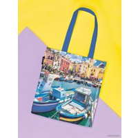 Сумка шоппер JoyArty Итальянские лодки ткань под лен bsh_43606