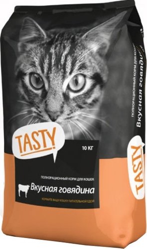 Сухой корм для кошек Tasty Для взрослых кошек с говядиной 10 кг