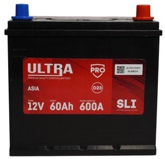 Автомобильный аккумулятор Ultra PRO Asia R+ с бортом (60 А·ч)