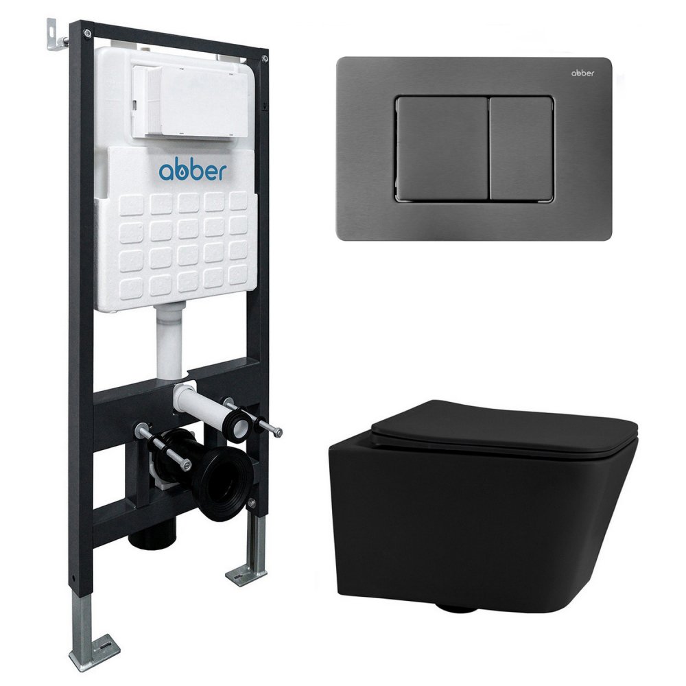 

Унитаз подвесной Abber Rechteck AC1201MB-AC0105-AC0120NG (с кнопкой смыва)
