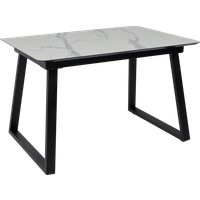 Кухонный стол Lepremo AV 1208 HPL+МДФ раздвижной 1200-1600x800 (мрамор белый/черный)