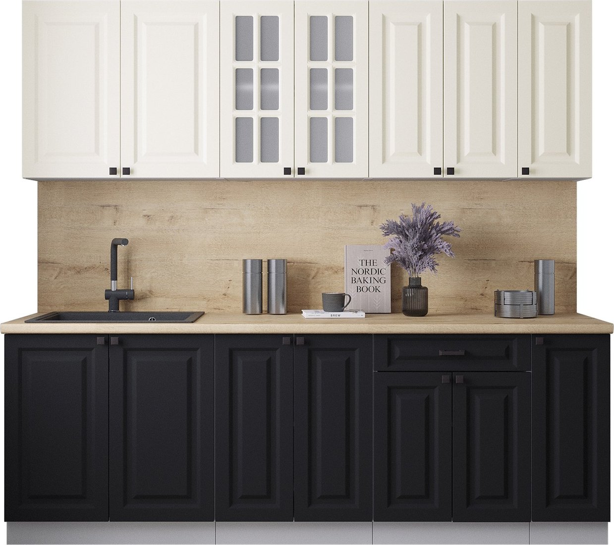 

Готовая кухня Интерлиния Мила Деко 2.3Б (черный/белый/дуб бунратти)