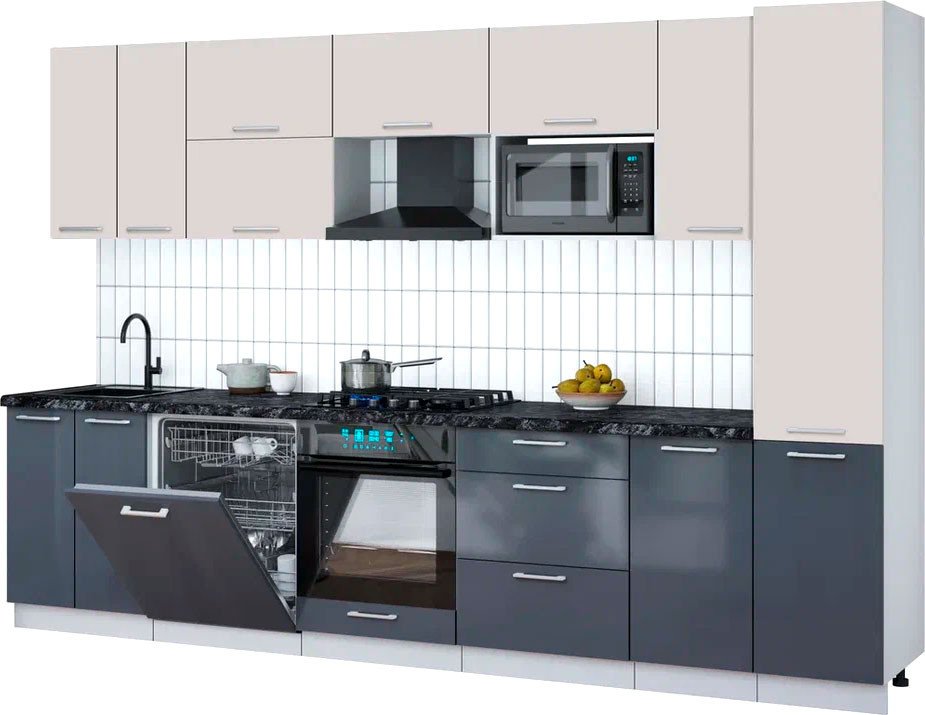 

Готовая кухня Интерлиния Мила Gloss 3.2-ПМ2 (асфальт глянец/кашемир/кастилло темный)