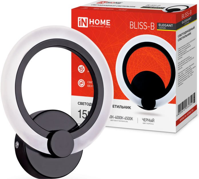 

Бра In Home Elegant Bliss-15W 15Вт 230В 3000-4000-6500K 1050Лм Step Color 4690612035352 (черный)