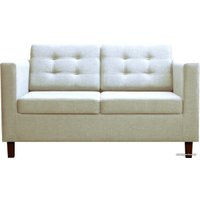 Диван Brioli Дилли клетка Д двухместный (рогожка, J1 кремовый/темные ножки)