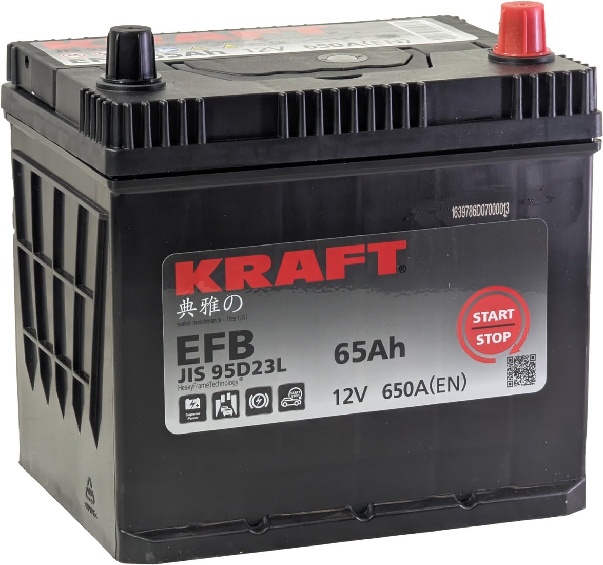 

Автомобильный аккумулятор KRAFT EFB Asia JR+ (65 А·ч)