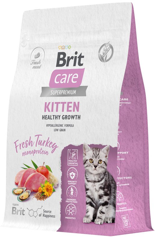 

Сухой корм для кошек Brit Care Cat Kitten Healthy Growth с индейкой 400 г