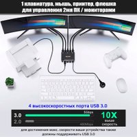 KVM переключатель USBTOP 2х2 HDMI 2.0 4K60Гц USB3.0