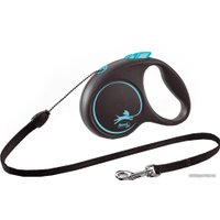 Поводок-рулетка Flexi Black Design S Cord 5 m (голубой)