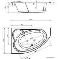 Ванна Cersanit Kaliope 170x110 L (с каркасом и экраном)