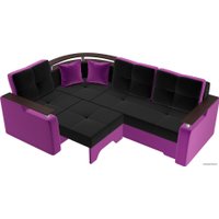 Угловой диван Лига диванов Комфорт 27927 (левый, микровельвет, черный/фиолетовый)