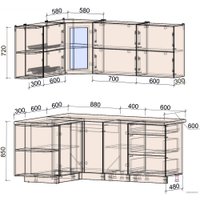 Готовая кухня Интерлиния Мила Матте 1.5x1.9 А левая (индиго/индиго глянец/кастилло темный)