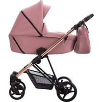 Универсальная коляска BEBETTO Yoddi Premium Class (3 в 1, 05 розовая кожа/рама бронза)