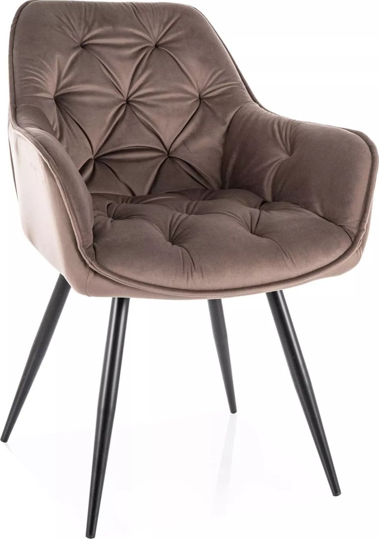 

Стул с подлокотниками Signal Cherry Velvet Bluvel 38 (капучино/черный)