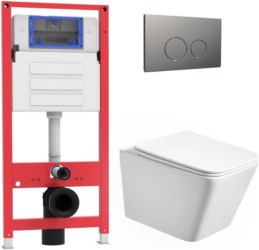 Унитаз подвесной Oliveeka OL-MQ-003 + OL-5014 + OL-R22-BGM (матовый оружейный металл)