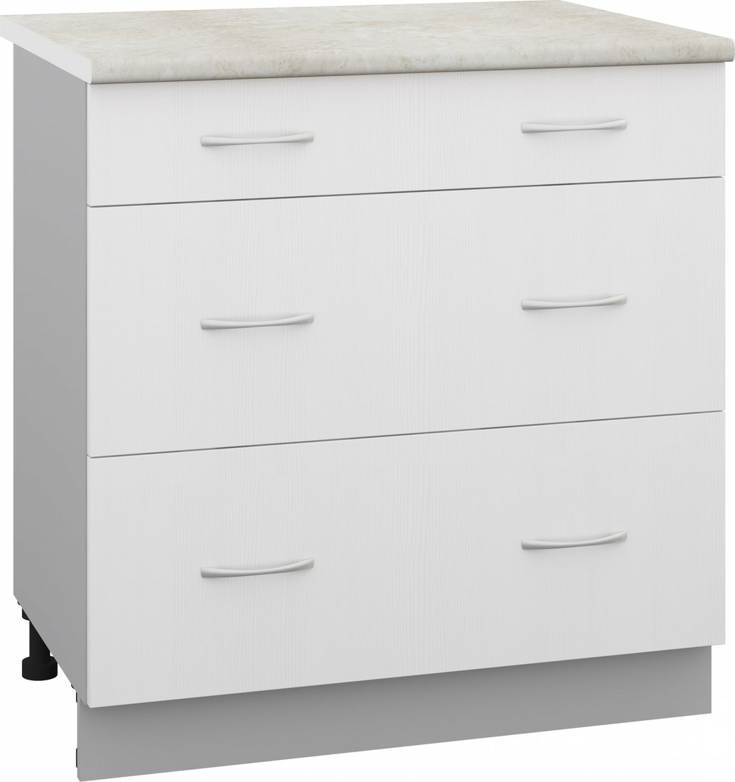 

Шкаф напольный Кортекс-мебель Корнелия Лира НШ80р3ш (белый/королевский опал)