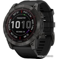 Умные часы Garmin Fenix 7X Sapphire Solar (серый карбон/черный)