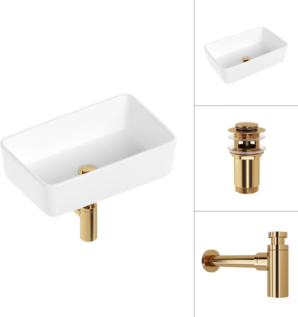 

Умывальник Lauter 21674A + клапан 21190G + сифон 21635G (золото)