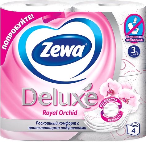 

Туалетная бумага Zewa Deluxe royal orchid 3 слоя (4 рулона)