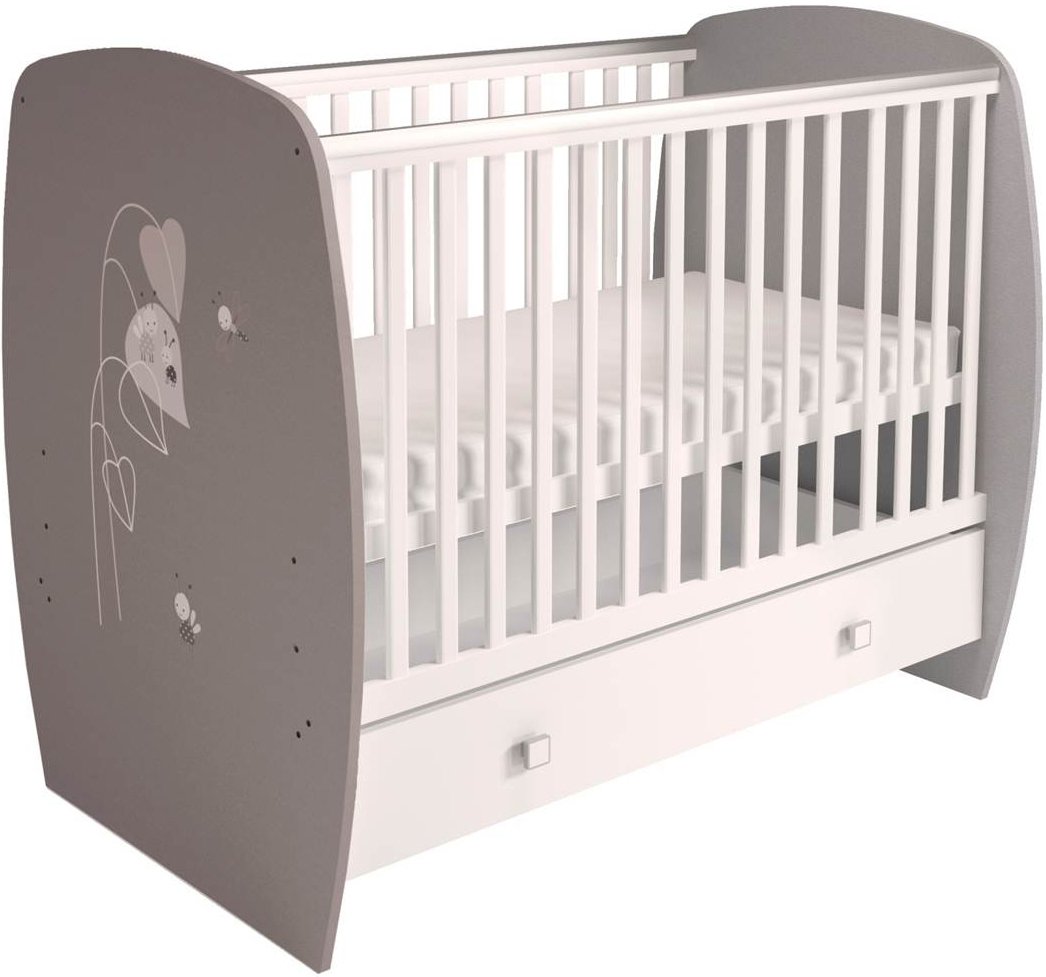

Классическая детская кроватка Polini Kids French 710, Amis, с ящиком (белый/серый)