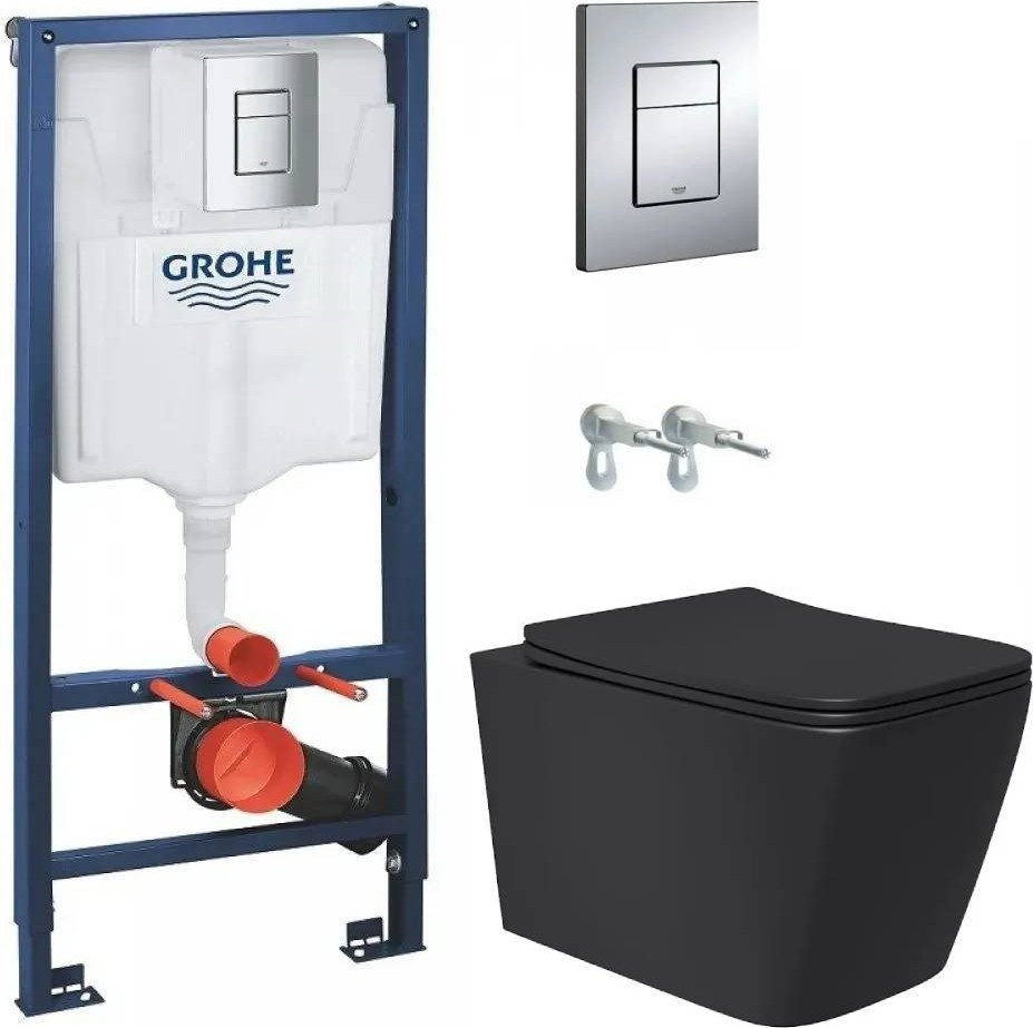 Унитаз подвесной Lauter Magdeburg 21103EC +GROHE Rapid SL 38772001 (черный матовый)