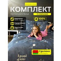 2-спальный комплект постельного белья Samsara Коты на синем фоне 200-6/7070