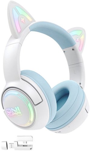 Наушники Onikuma GT838 Cat Ear (белый/голубой)