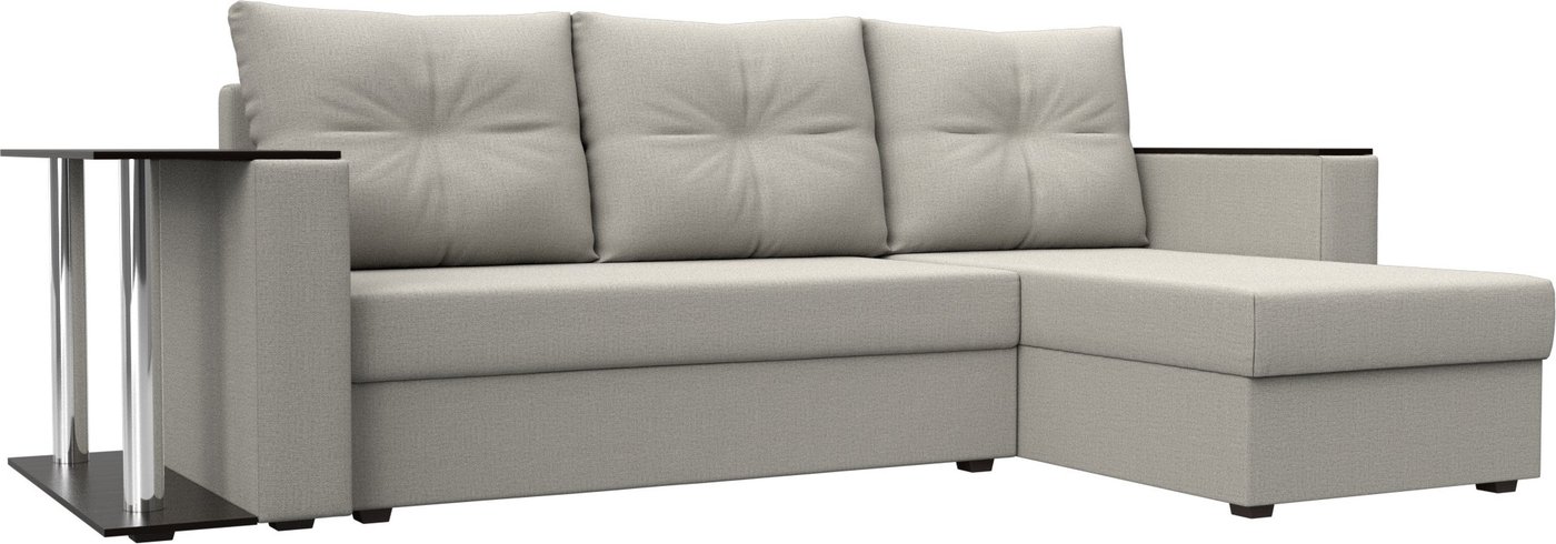 

Угловой диван Лига диванов Атланта со столом правый 121162 (рогожка амур бежевый)