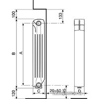 Алюминиевый радиатор Fondital Calidor Super B4 500/100 V69003406 (6 секций)