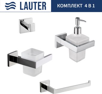 Набор аксессуаров для ванной Lauter 21SH71061 + 21SH71091 + 21SH71071 + 21SH71091 (Chrome, 4 предмета)