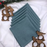 Сервировочная салфетка ОМурМебель с держателями Зайчик, птичка (6шт, синий)