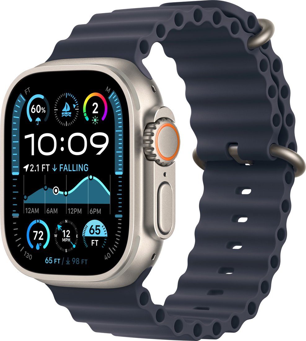

Умные часы Apple Watch Ultra 2 LTE 49 мм (титановый корпус, титановый/темно-синий, ремешок из эластомера)