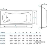 Ванна Koller Pool Liberty 150x70 B50C2200E