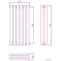 Стальной трубчатый радиатор Сунержа Эстет-11 500х270 6 секций (состаренная бронза)