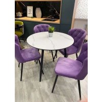 Кухонный стол Элементика Милтон 1000 (белый мрамор/черный кварц/черный)