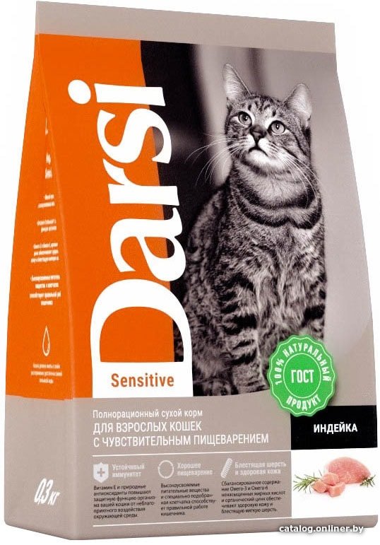

Сухой корм для кошек Darsi для кошек c чувствительным пищеварением с индейкой 1.8 кг