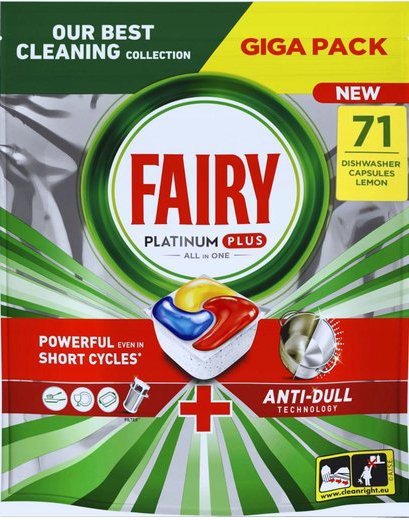 Капсулы для посудомоечной машины Fairy Platinum Plus Все в 1 Лимон (71 шт)
