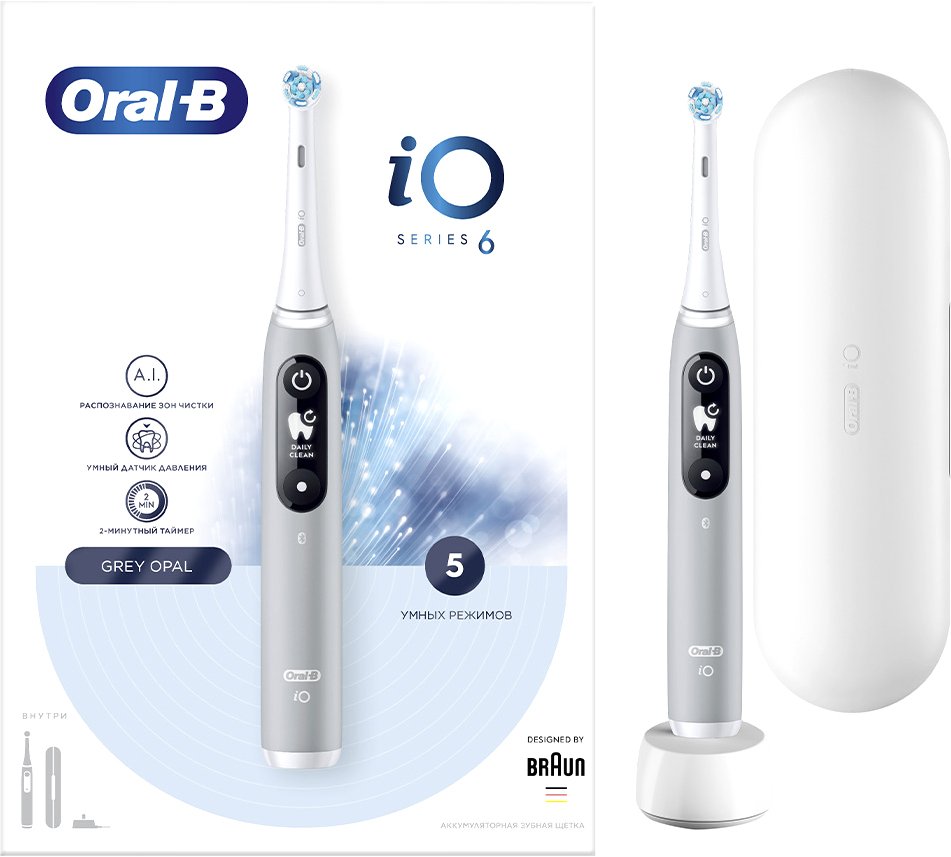 

Электрическая зубная щетка Oral-B iO 6 (серый опал)