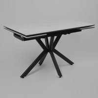 Кухонный стол Lepremo AV 2111 МДФ+керамика раздвижной 1200-1800x800 (белый матовый Snow White/черный)