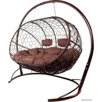 Подвесной диван M-Group Лежебока 11180205 (с коричневым ротангом/коричневая подушка)