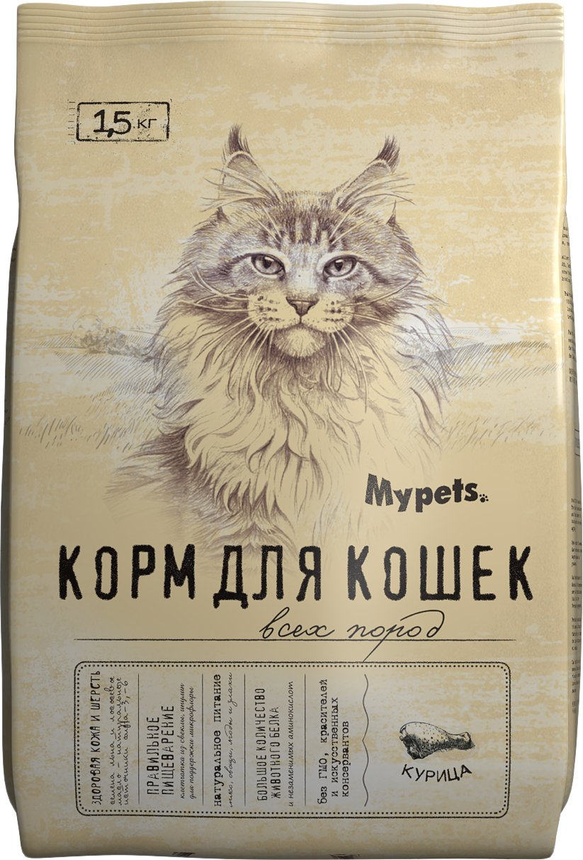 

Сухой корм для кошек Mypets с курицей 1.5 кг